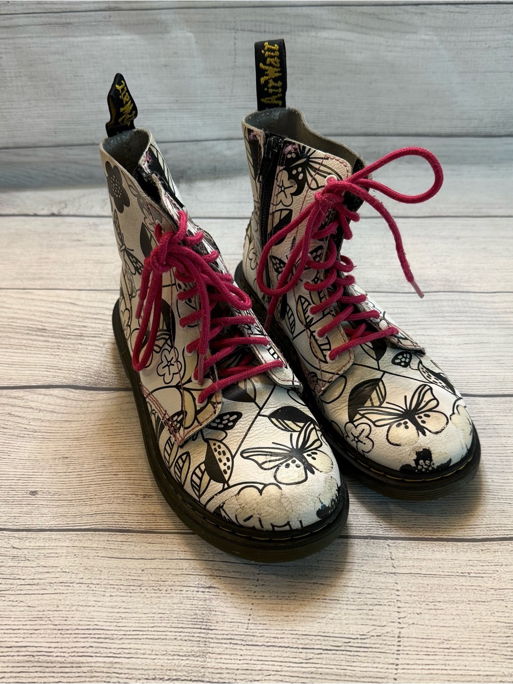 JUNIOR 1460 MEADOW PRINT LEATHER LACE UP BOOTS